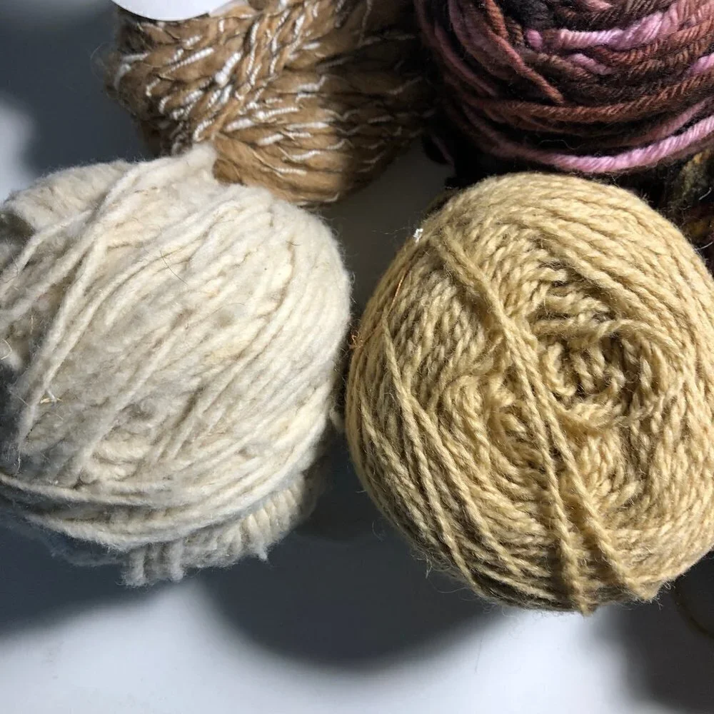 💜 2/$20 💜 Yarn Bundle - Assorted Tan and Brown some wool #1769-2